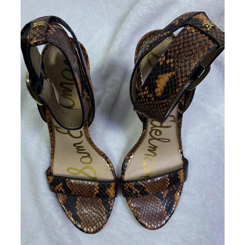 Sam Edelman Yaro Dusty Orange Snake Print Heels Sz. 7 M US 37 EU Western Cowgirl - Picture 3 of 8